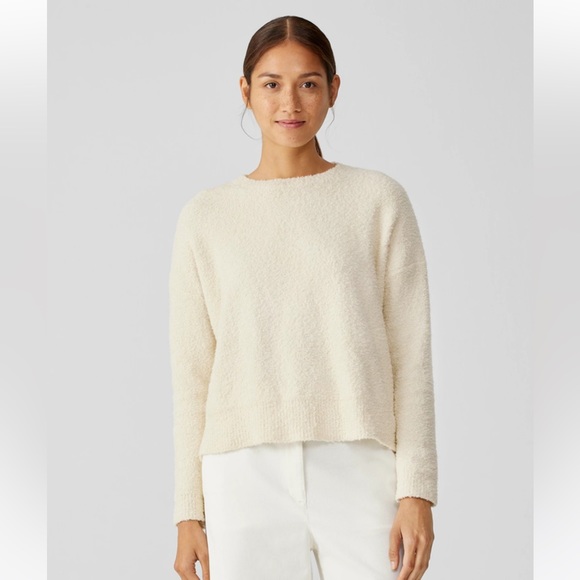 Eileen Fisher Sweaters - NWT EILEEN FISHER Cotton Boucle Crew Neck Box-Top